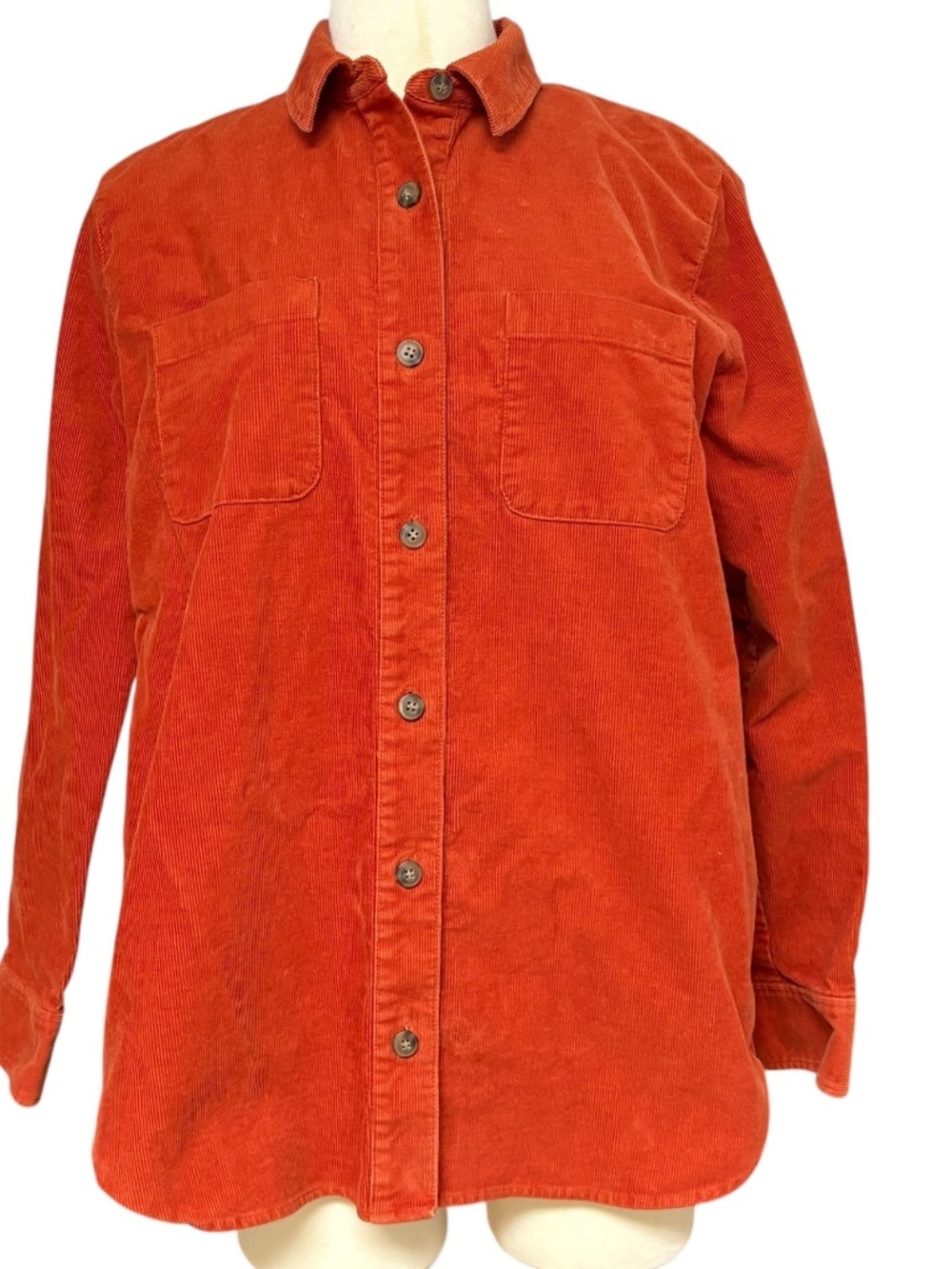 J. CREW Orange Corduroy Shirt Jacket M Cotton Button Front Overshirt Pockets - Picture 3 of 15